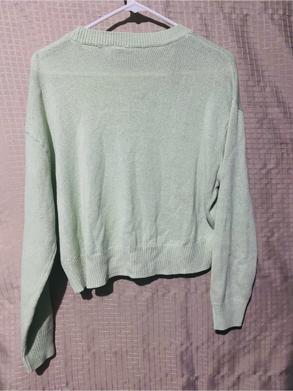 Divided Mint Green Cropped Crewneck Sweater - Picture 3 of 3